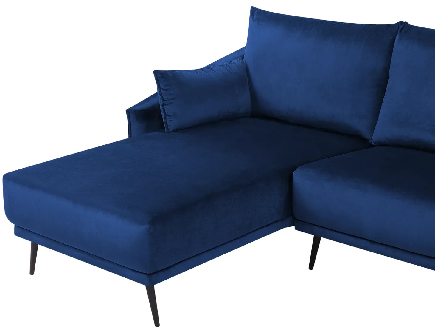 Hjørnesofa 3 personers VARDE Velour Navy Blå LED Højrevendt
