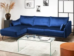 Hjørnesofa 3 personers VARDE Velour Navy Blå Højrevendt