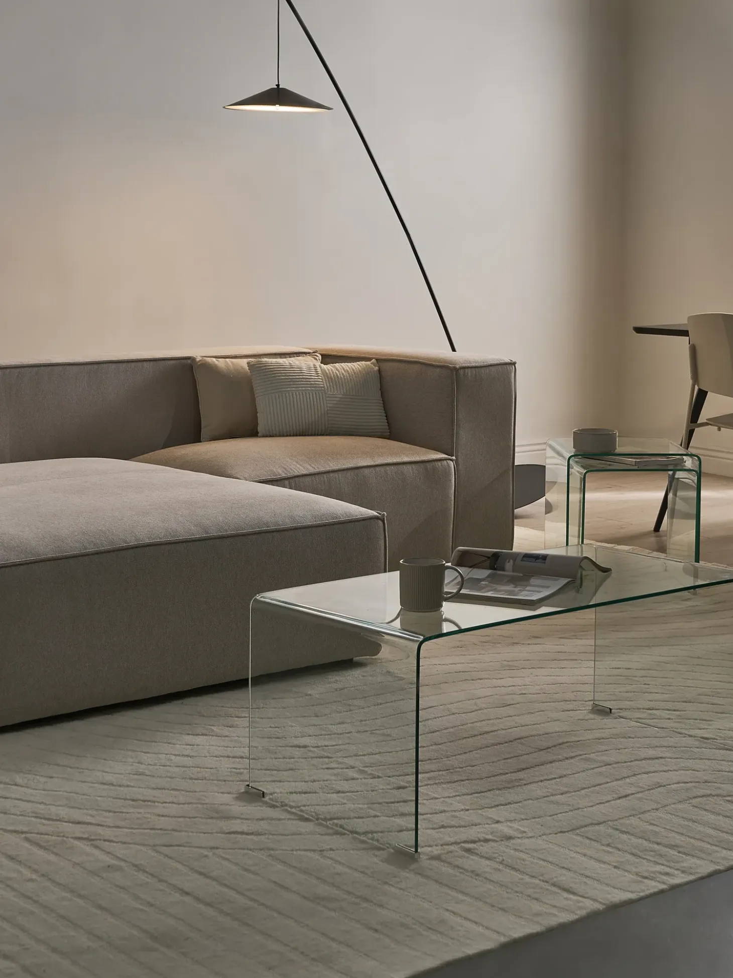 Hjørnesofa 2 personers VERNON Lys Beige Højrevendt