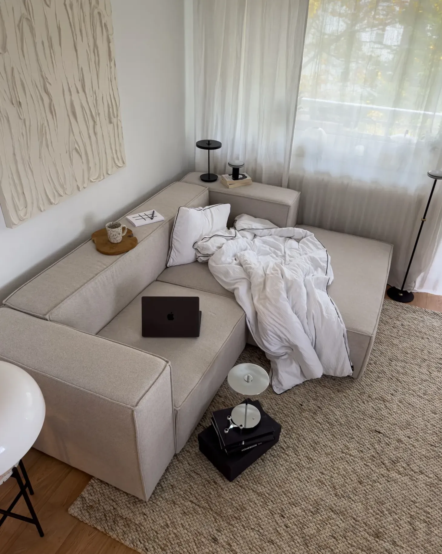 Hjørnesofa 2 personers VERNON Lys Beige Venstrevendt