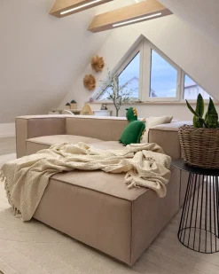 Hjørnesofa 2 personers VERNON Lys Beige Venstrevendt