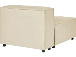 Hjørnesofa modul 2 personers APRICA Kunstlinned Beige med fodskammel Højrevendt