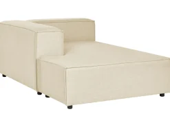 Hjørnesofa modul 2 personers APRICA Kunstlinned Beige med fodskammel Højrevendt