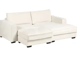 Hjørnesofa KOLDING Boucle Lys Beige med fodskammel Venstrevendt