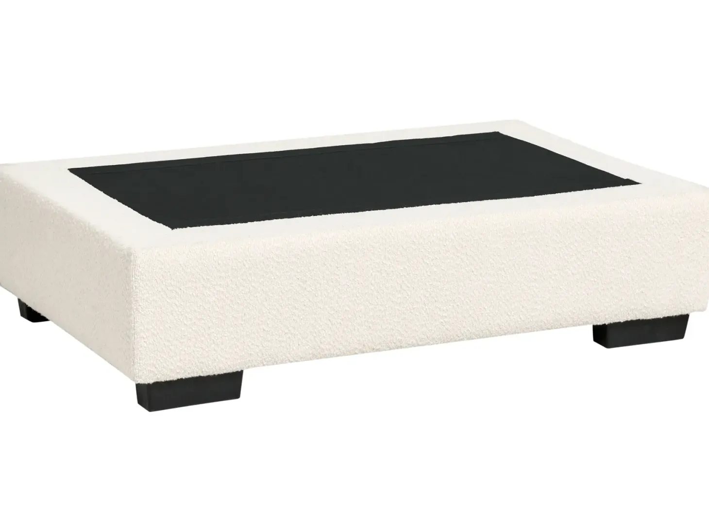 Hjørnesofa KOLDING Boucle Lys Beige med fodskammel Venstrevendt