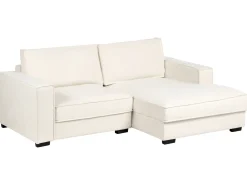 Hjørnesofa KOLDING Boucle Lys Beige med fodskammel Venstrevendt