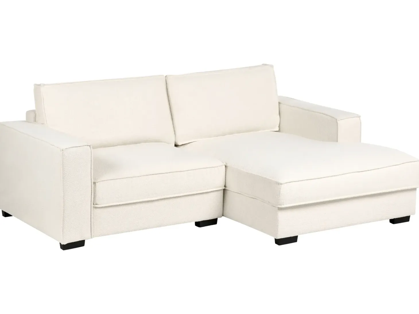 Hjørnesofa KOLDING Boucle Lys Beige med fodskammel Venstrevendt