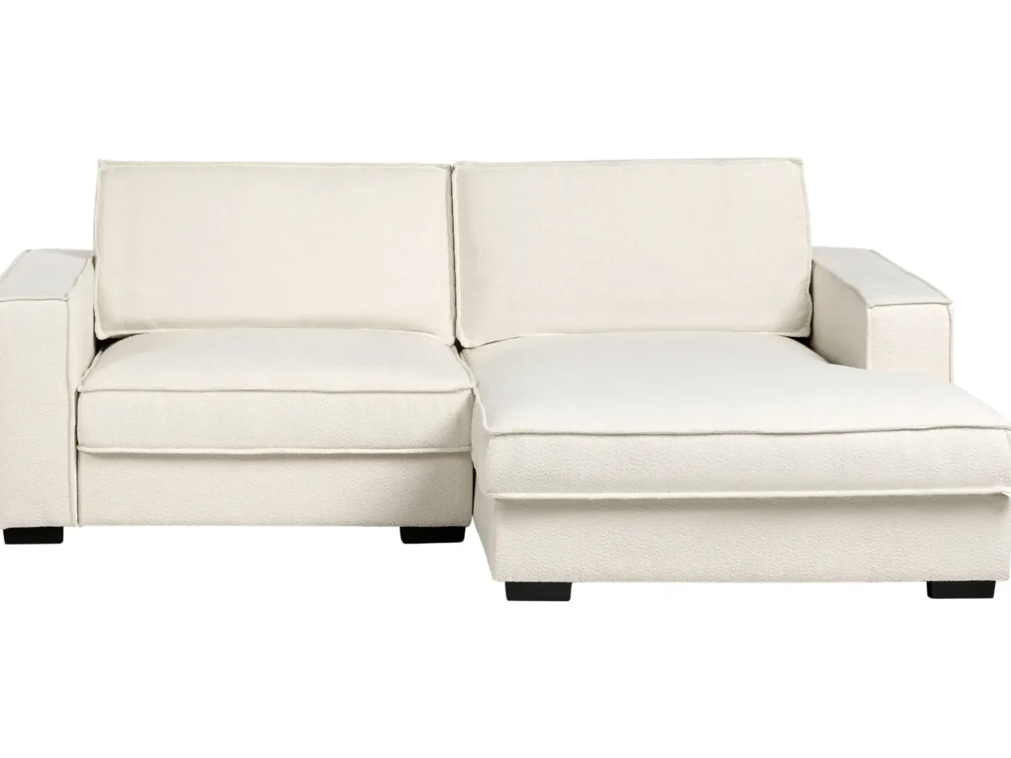 Hjørnesofa KOLDING Boucle Lys Beige med fodskammel Venstrevendt