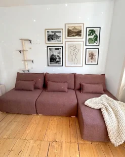 Hjørnesofa modul NERBO Boucle Brun Venstrevendt