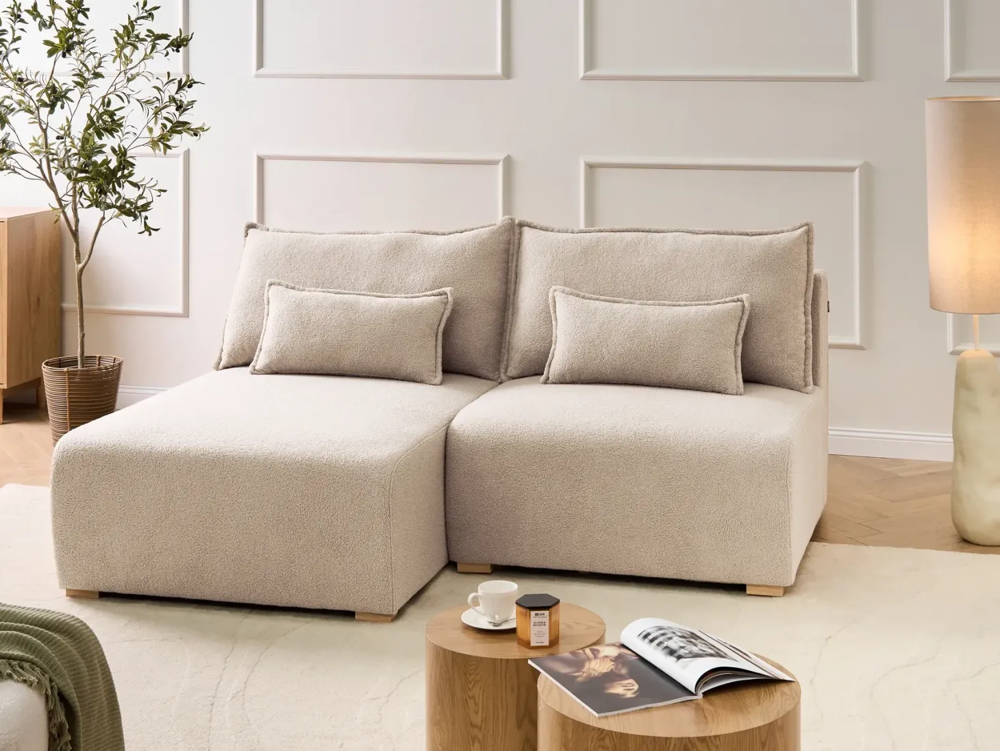 Hjørnesofa modul NERBO Boucle Beige Højrevendt