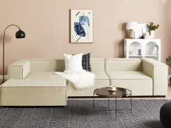 Hjørnesofa modul 3 personers APRICA Kunstlinned Beige Højrevendt
