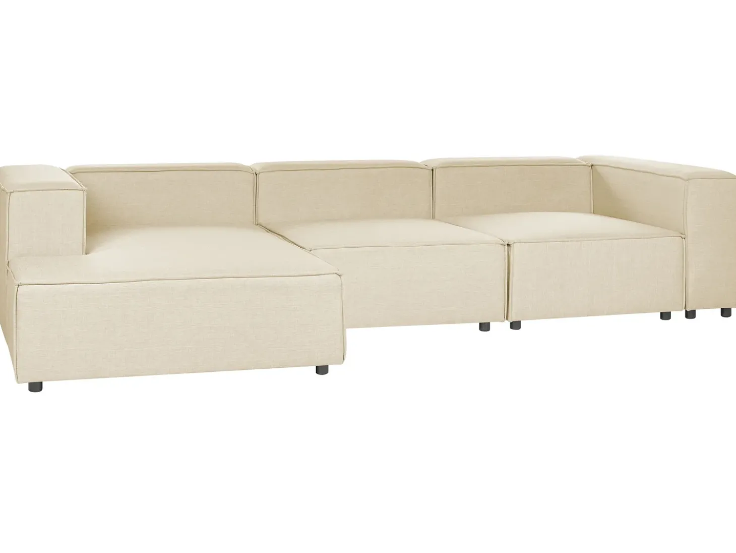 Hjørnesofa modul 3 personers APRICA Kunstlinned Beige Højrevendt