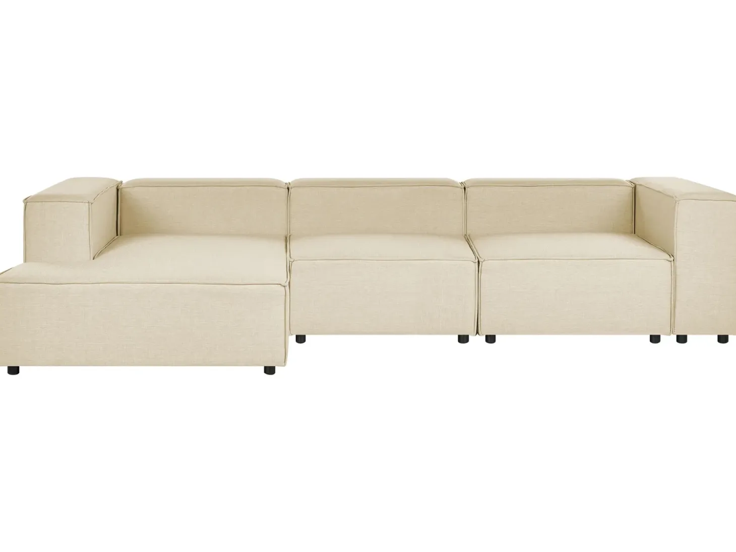 Hjørnesofa modul 3 personers APRICA Kunstlinned Beige Højrevendt