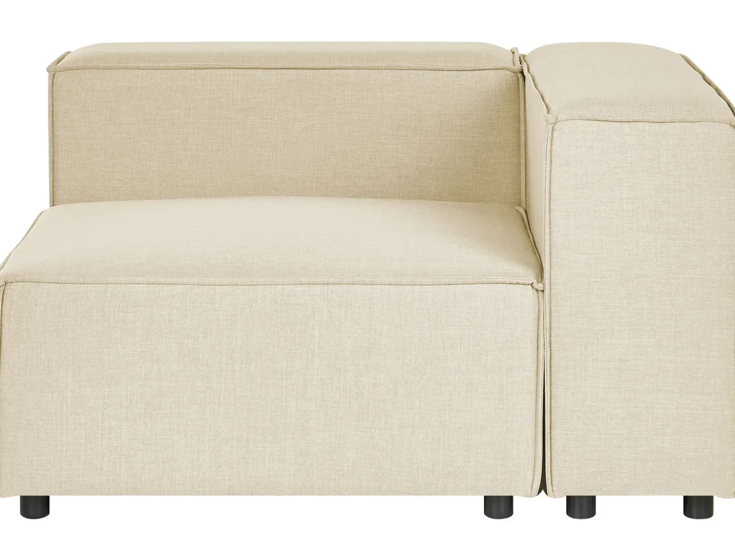 Hjørnesofa modul 3 personers APRICA Kunstlinned Beige med fodskammel Højrevendt