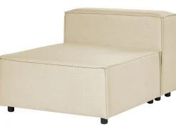 Hjørnesofa modul 3 personers APRICA Kunstlinned Beige med fodskammel Højrevendt