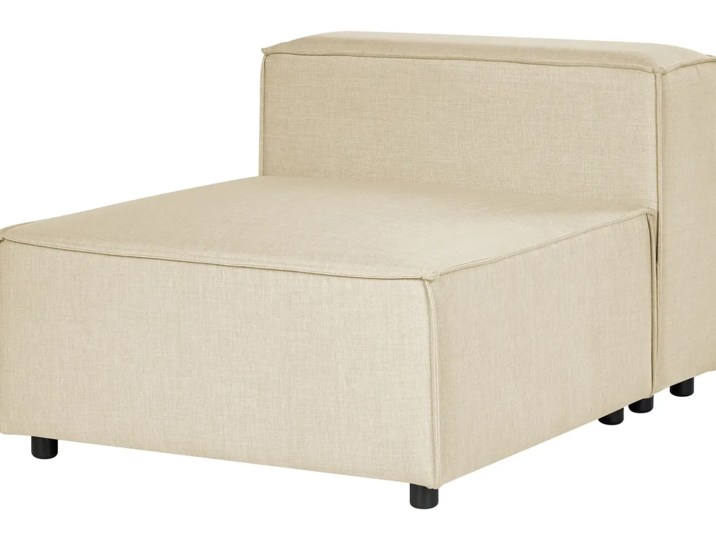 Hjørnesofa modul 3 personers APRICA Kunstlinned Beige med fodskammel Højrevendt