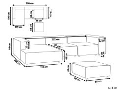Hjørnesofa modul 3 personers APRICA Kunstlinned Beige med fodskammel Højrevendt