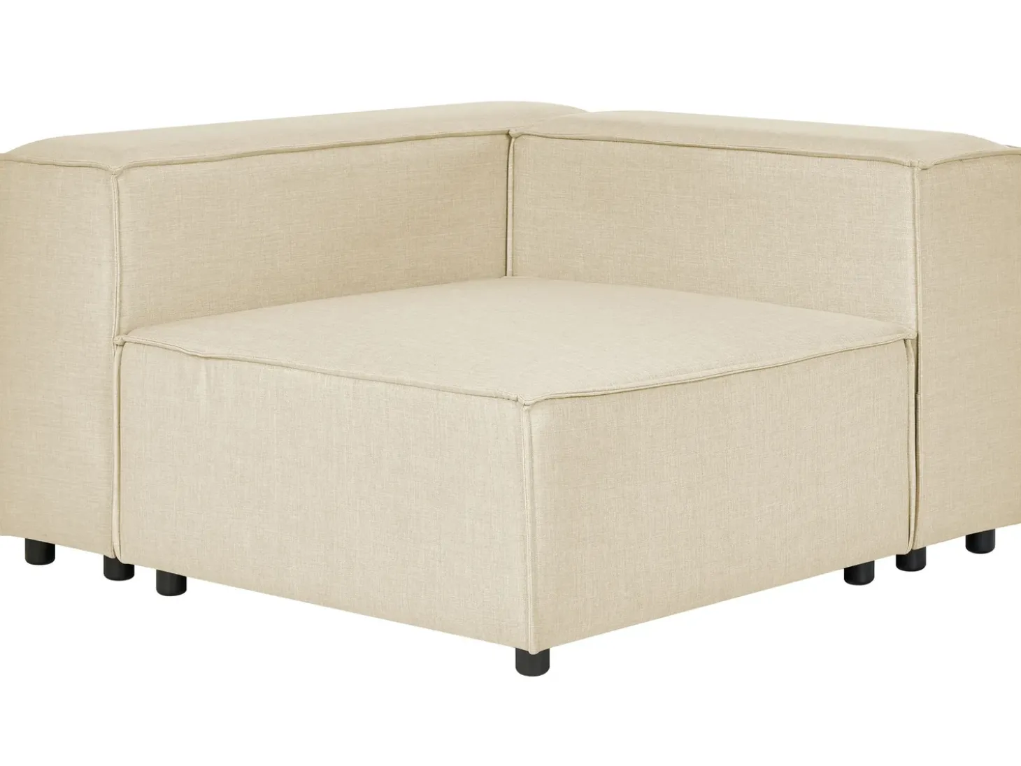 Hjørnesofa modul 3 personers APRICA Kunstlinned Beige med fodskammel Højrevendt