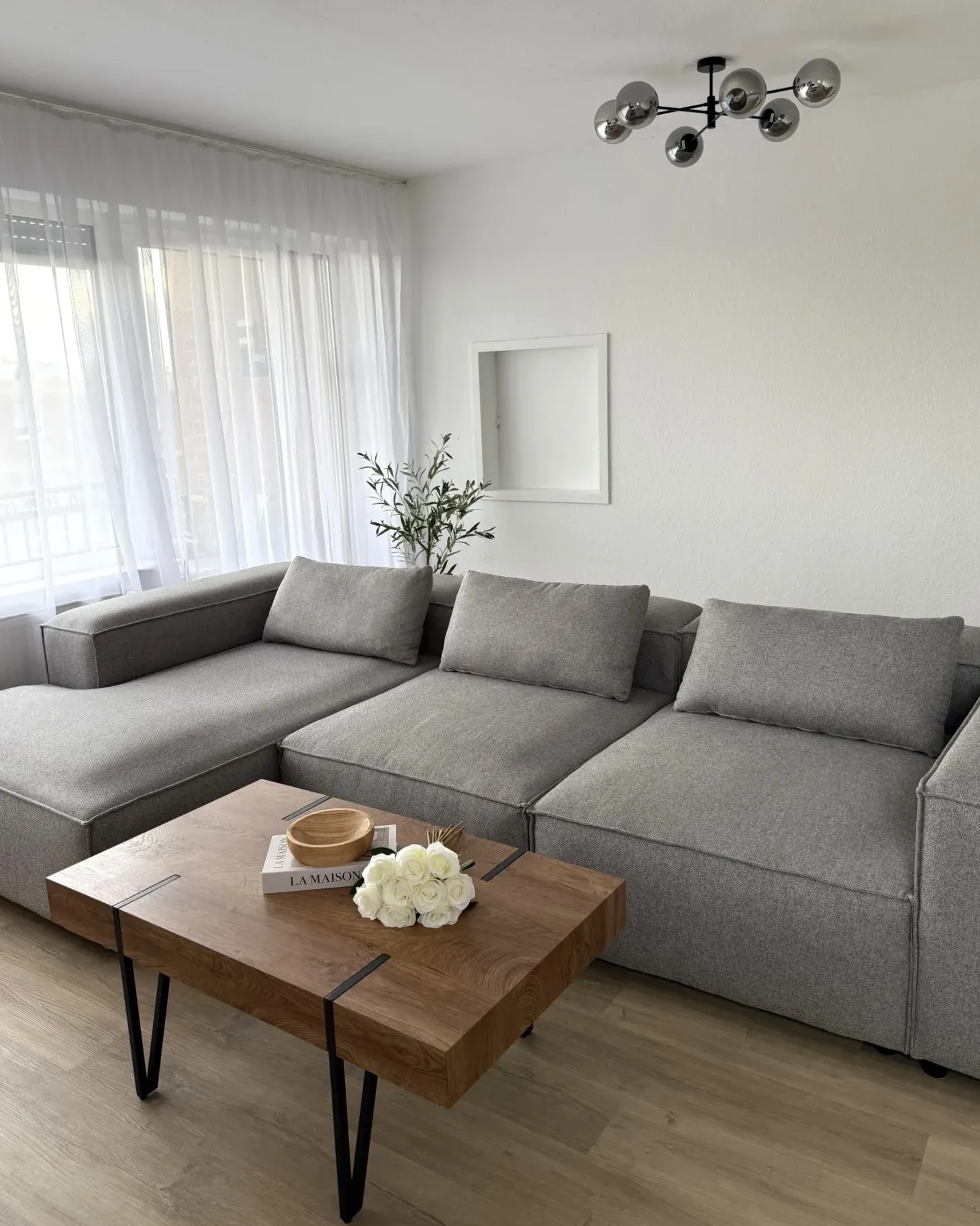Hjørnesofa modul 4 personers BRANDE Grå Højrevendt