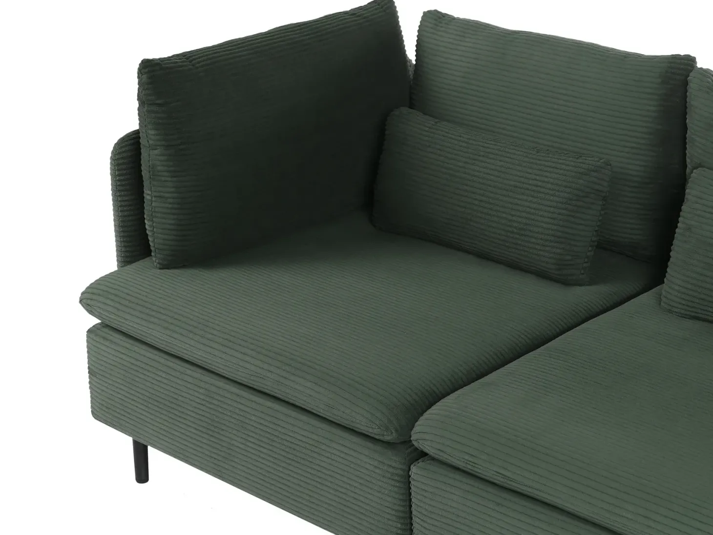 Hjørnesofa modul 3 personers EGERIS Fløjl Mørkegrøn Venstrevendt