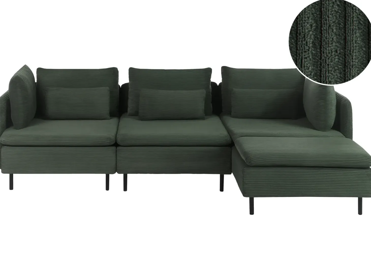 Hjørnesofa modul 3 personers EGERIS Fløjl Mørkegrøn Venstrevendt