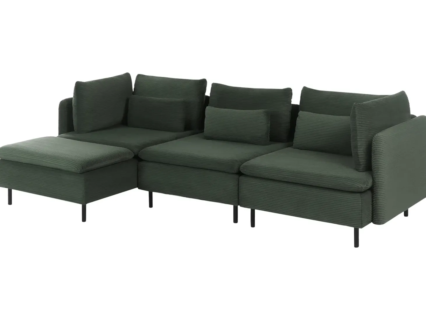 Hjørnesofa modul 3 personers EGERIS Fløjl Mørkegrøn Højrevendt