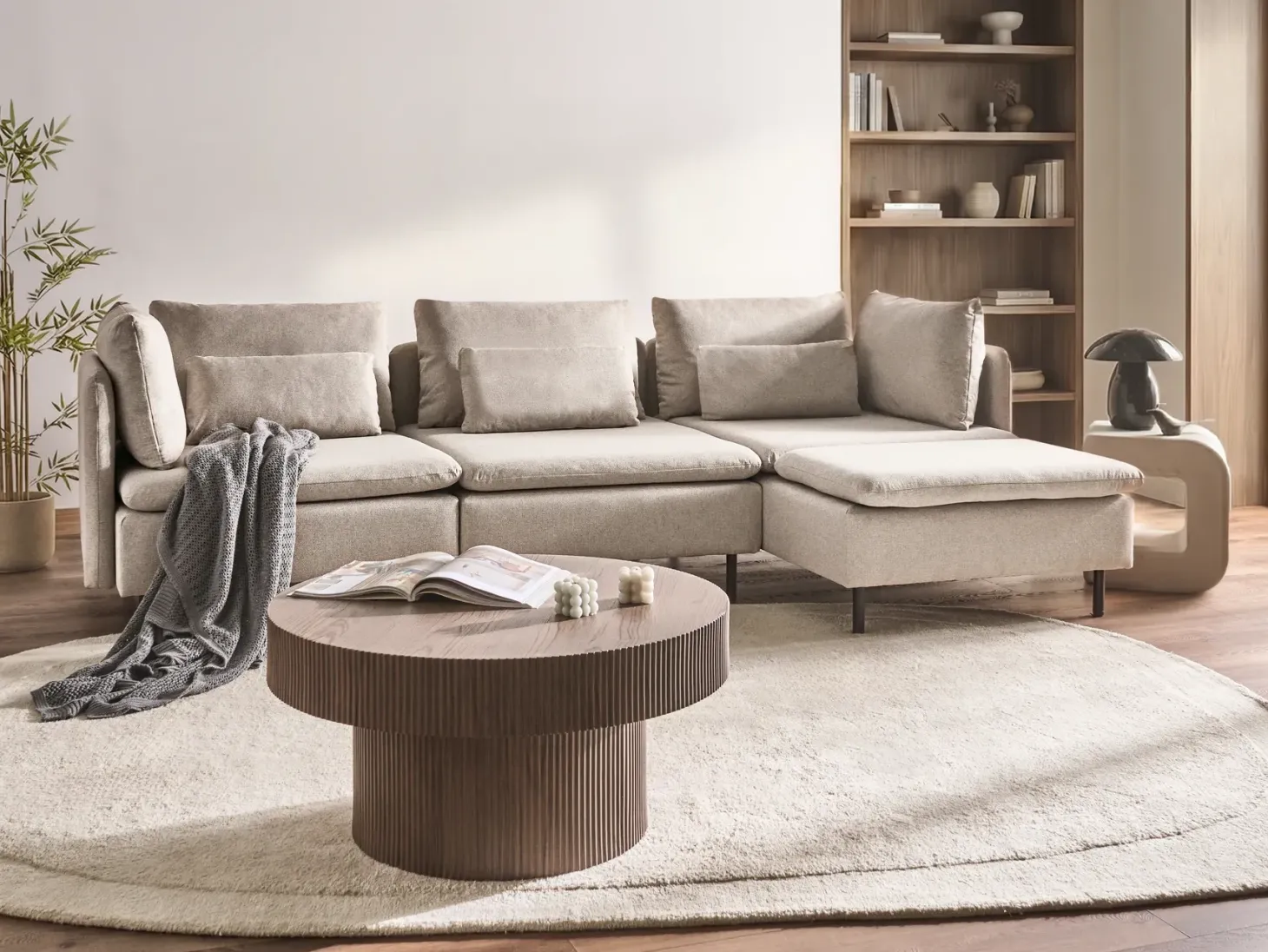 Hjørnesofa modul 3 personers EGERIS Beige Venstrevendt