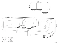Hjørnesofa modul 3 personers EGERIS Beige Venstrevendt