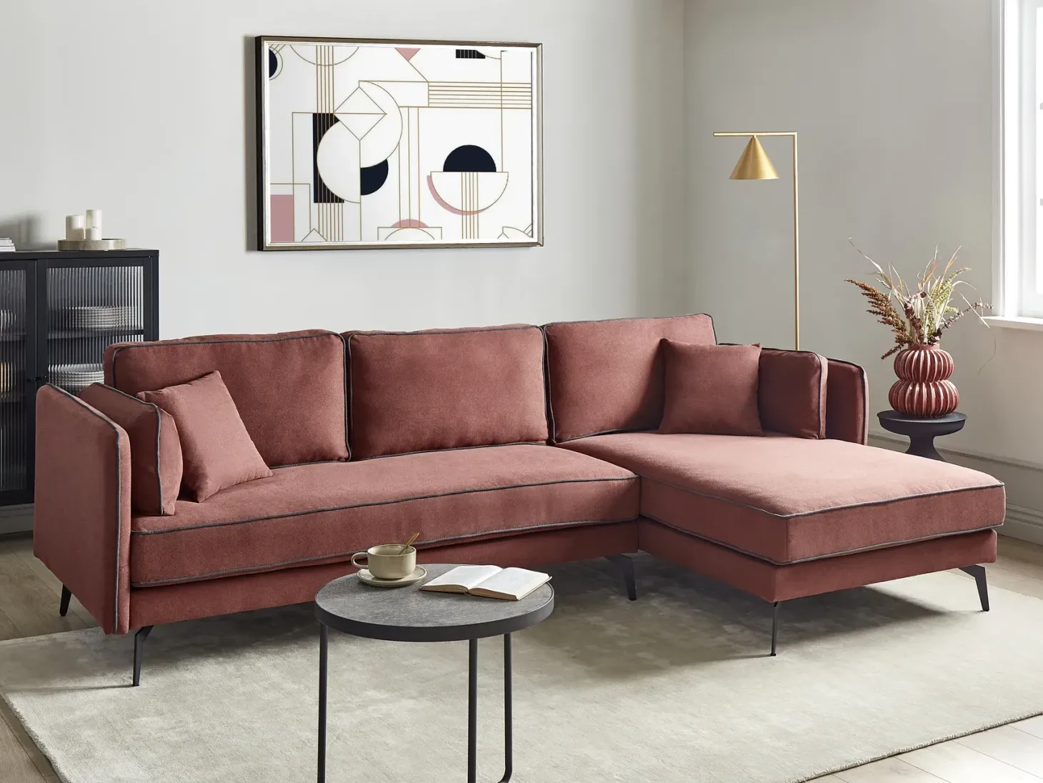 Hjørnesofa 3 personers ALTAN Bordeaux Venstrevendt