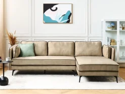 Hjørnesofa 3 personers ALTAN Velour Beige Venstrevendt