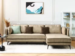 Hjørnesofa 3 personers ALTAN Velour Beige Venstrevendt
