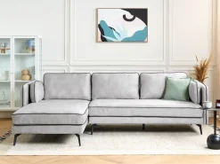 Hjørnesofa 3 personers ALTAN Velour Lysegrå Højrevendt