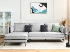 Hjørnesofa 3 personers ALTAN Velour Lysegrå Højrevendt