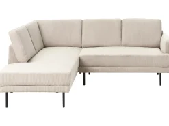 Hjørnesofa 4 personers BREDA Fløjl Beige Højrevendt