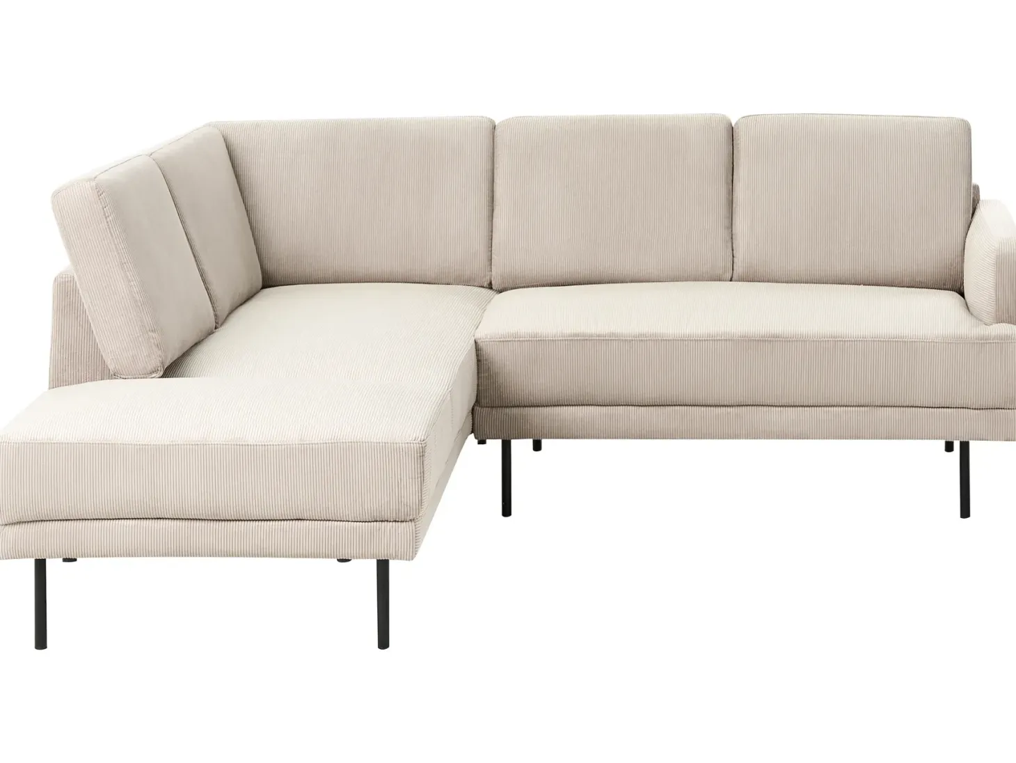 Hjørnesofa 4 personers BREDA Fløjl Beige Højrevendt