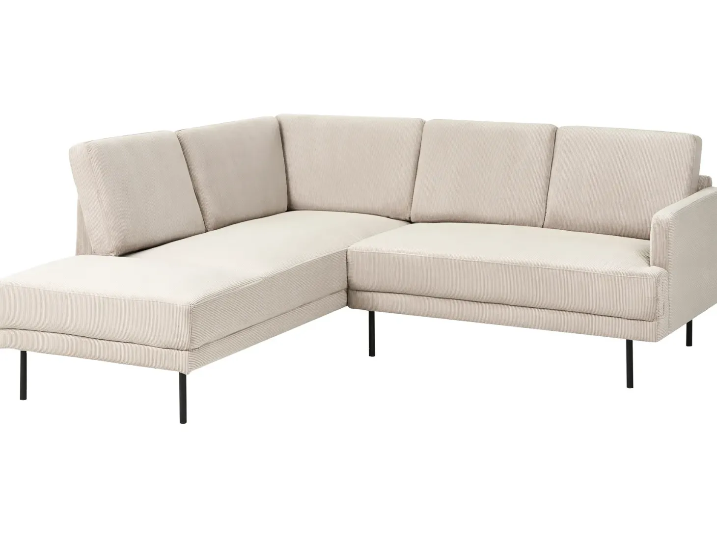 Hjørnesofa 4 personers BREDA Fløjl Beige Højrevendt