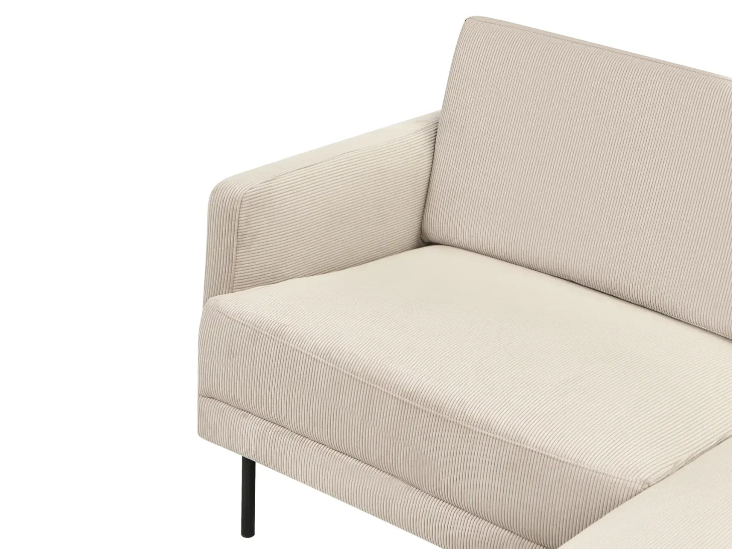 Hjørnesofa 2 personers BREDA Fløjl Beige Venstrevendt
