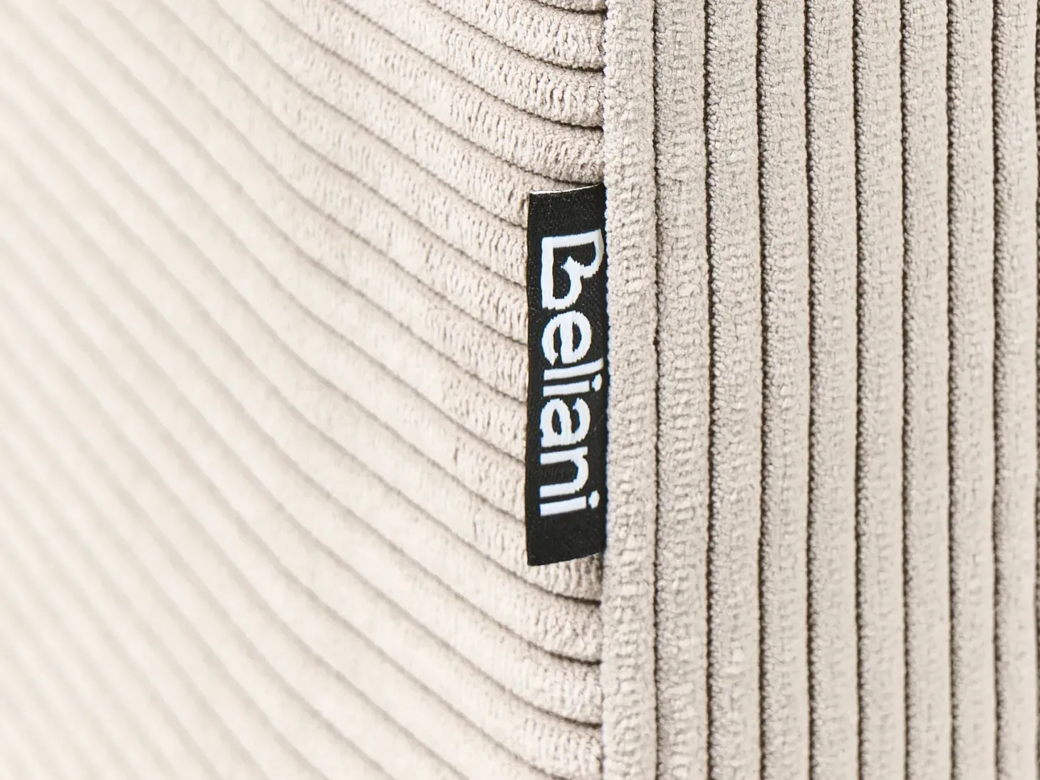Hjørnesofa 2 personers BREDA Fløjl Beige Venstrevendt