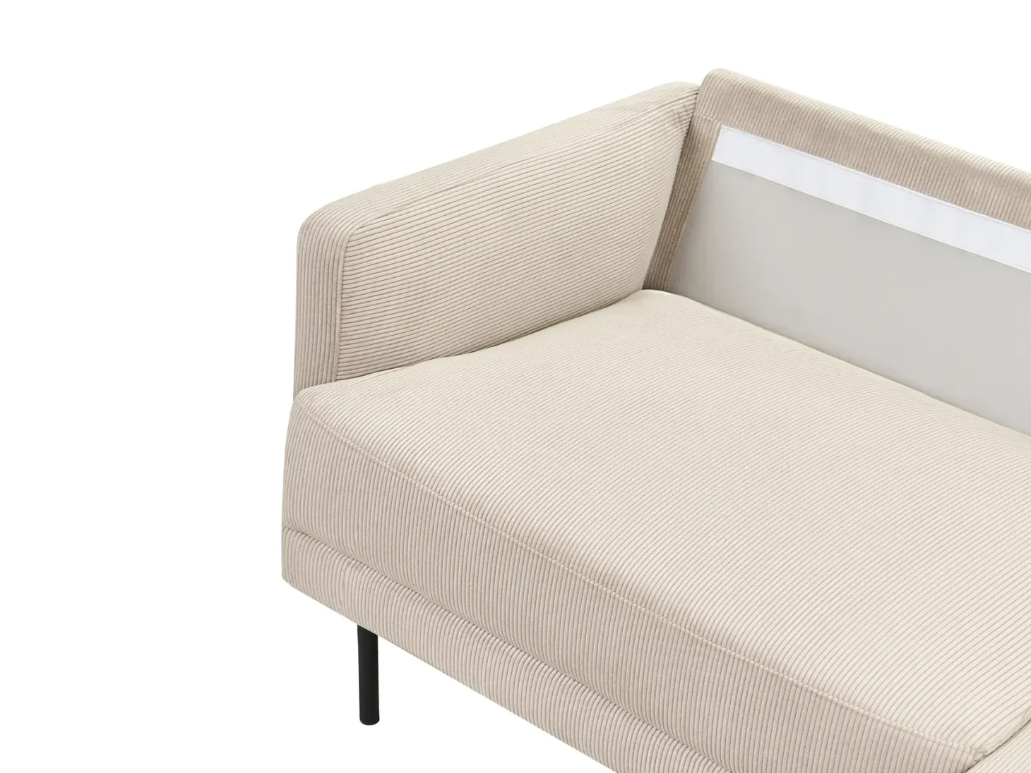 Hjørnesofa 2 personers BREDA Fløjl Beige Venstrevendt