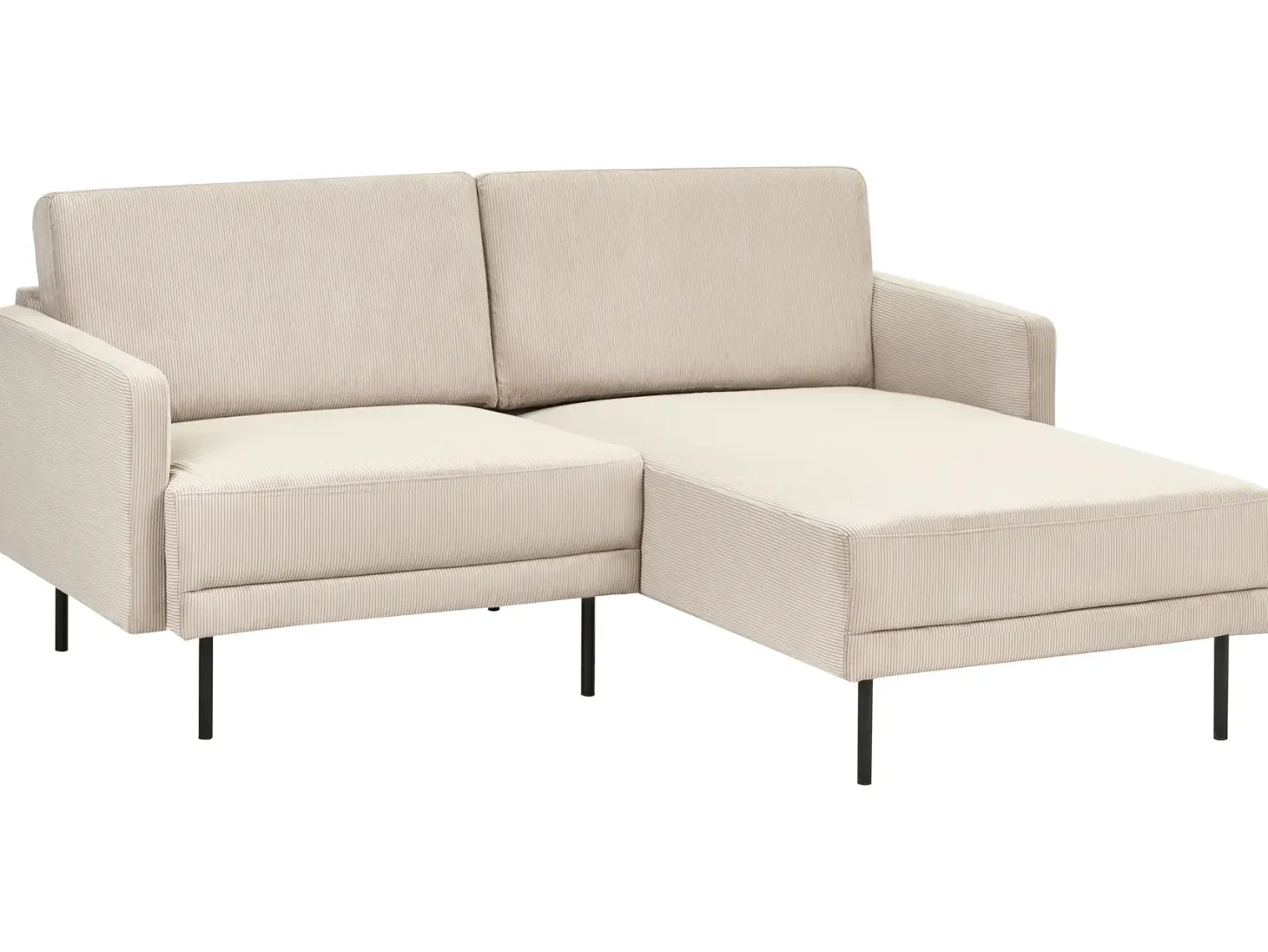 Hjørnesofa 2 personers BREDA Fløjl Beige Venstrevendt