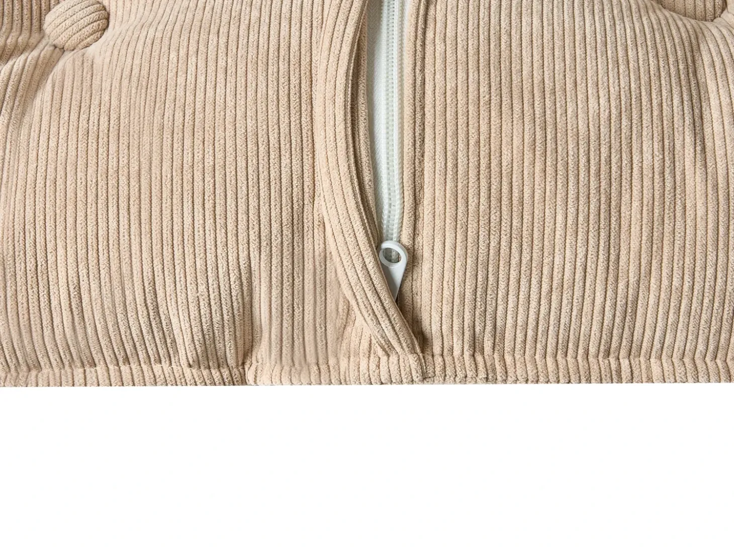 Hjørnesofa 3 personers DOLVA Fløjl Beige Venstrevendt
