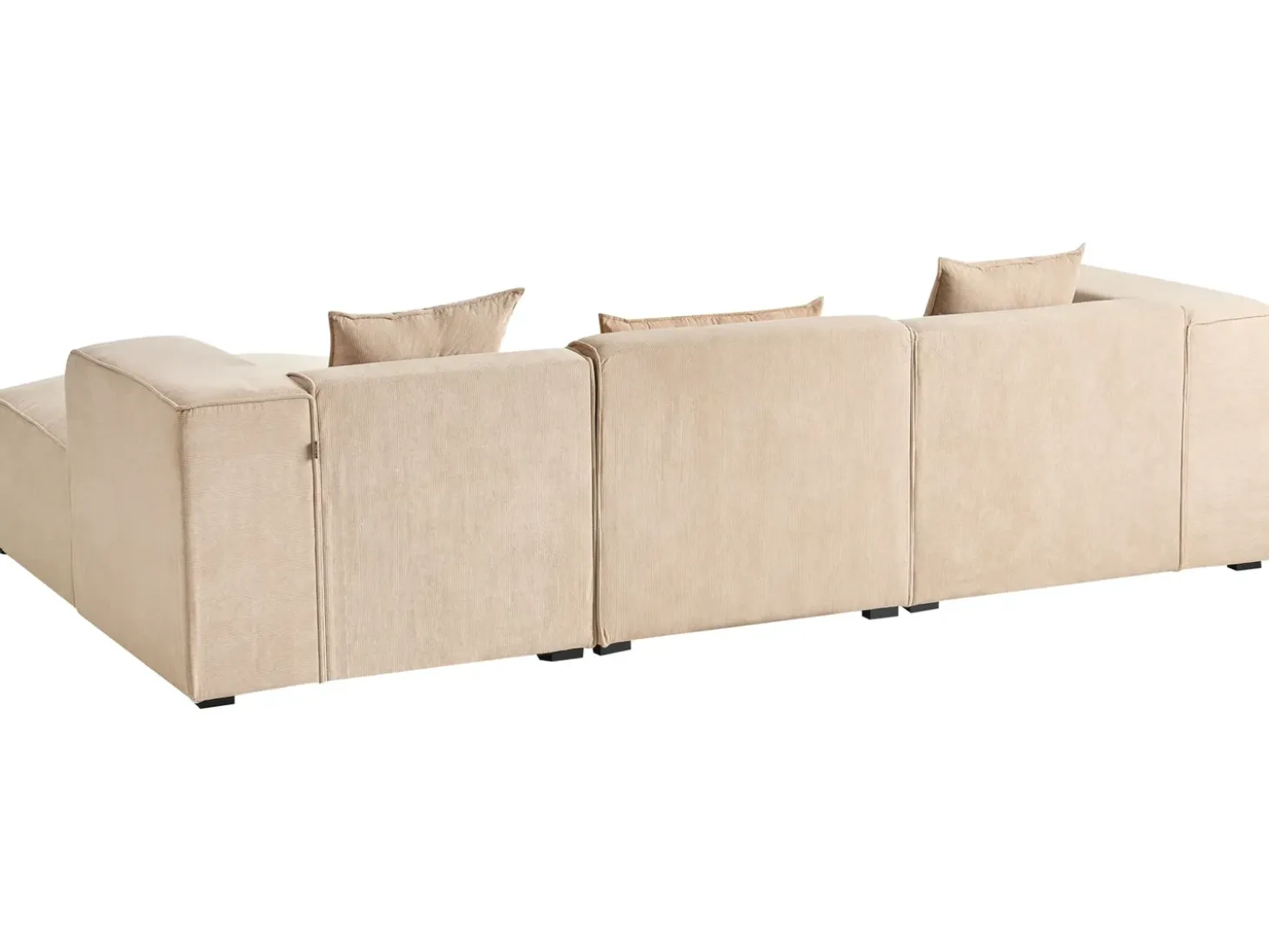 Hjørnesofa 3 personers DOLVA Fløjl Beige Venstrevendt