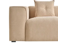 Hjørnesofa 3 personers DOLVA Fløjl Beige Venstrevendt
