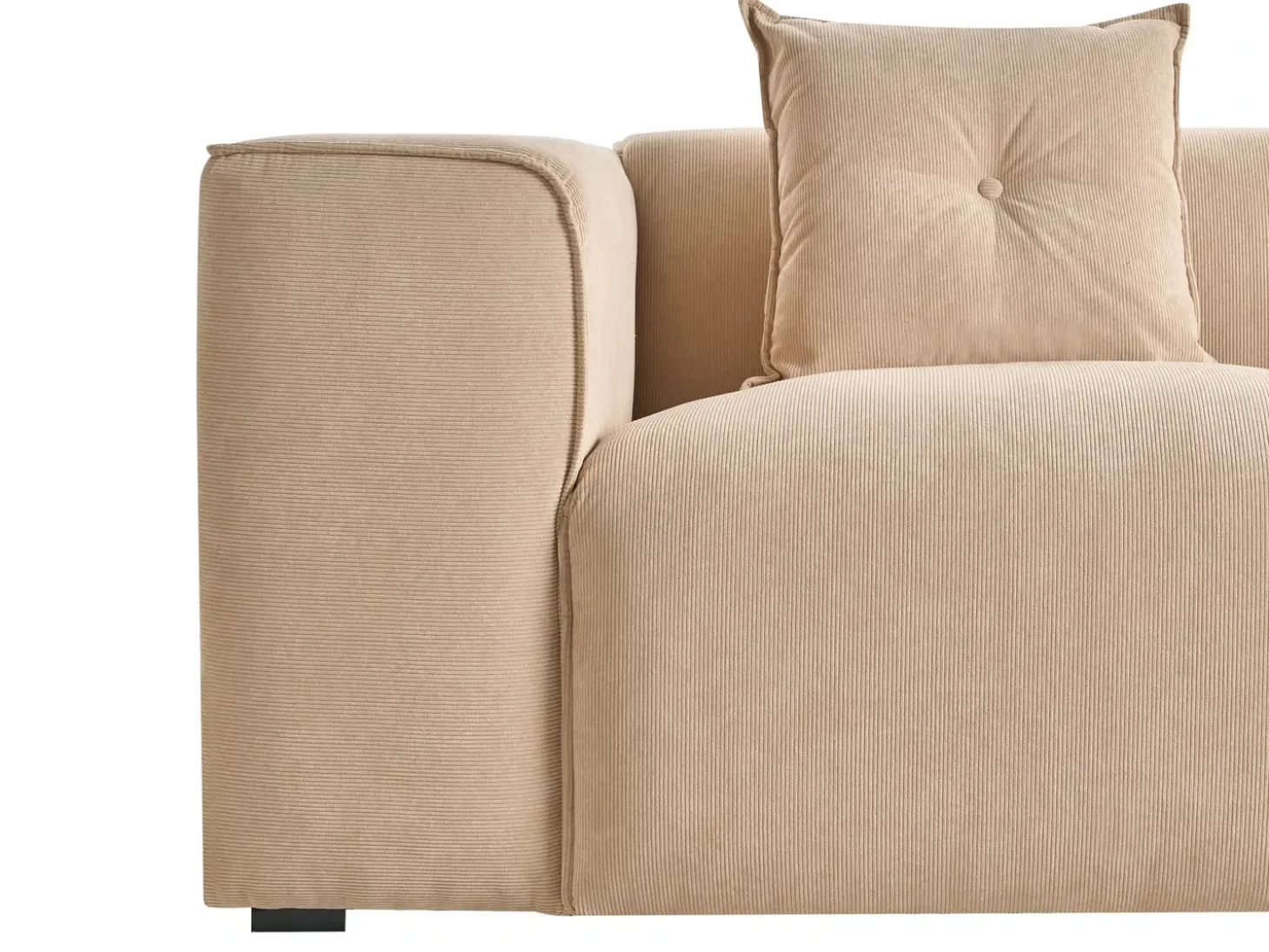 Hjørnesofa 3 personers DOLVA Fløjl Beige Venstrevendt
