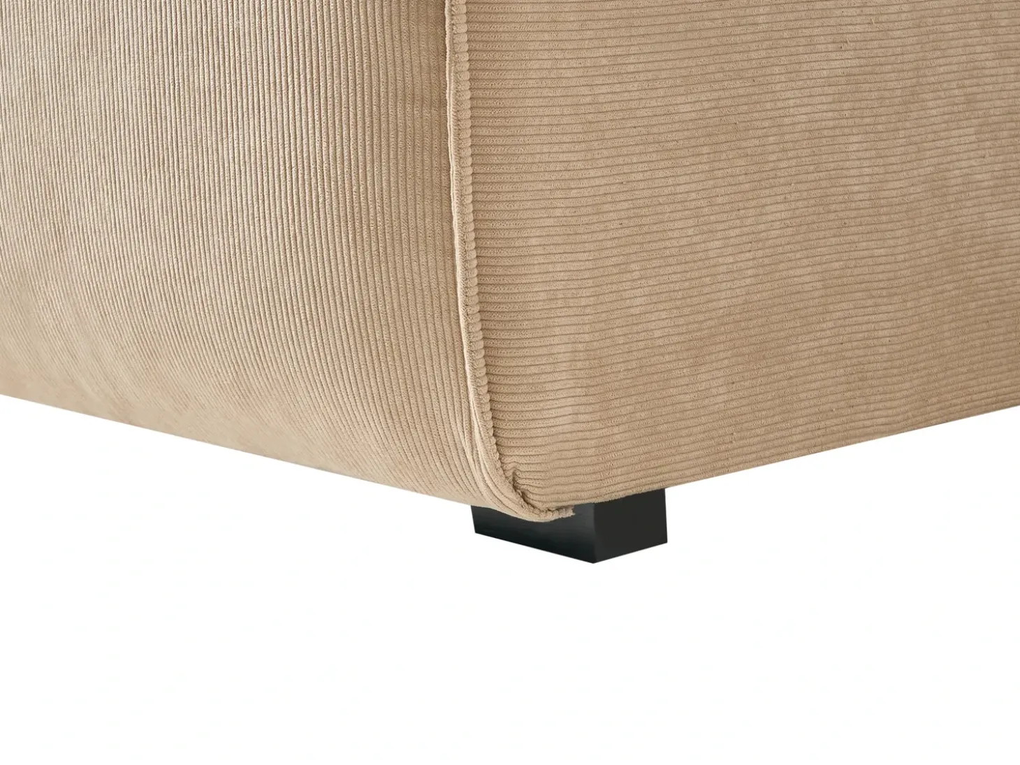 Hjørnesofa 3 personers DOLVA Fløjl Beige Venstrevendt