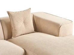 Hjørnesofa 3 personers DOLVA Fløjl Beige Venstrevendt