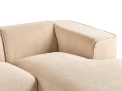 Hjørnesofa 3 personers DOLVA Fløjl Beige Venstrevendt