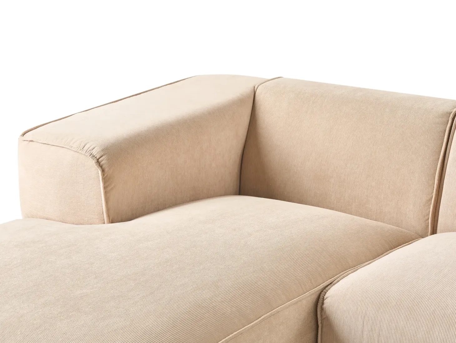 Hjørnesofa 3 personers DOLVA Fløjl Beige Højrevendt