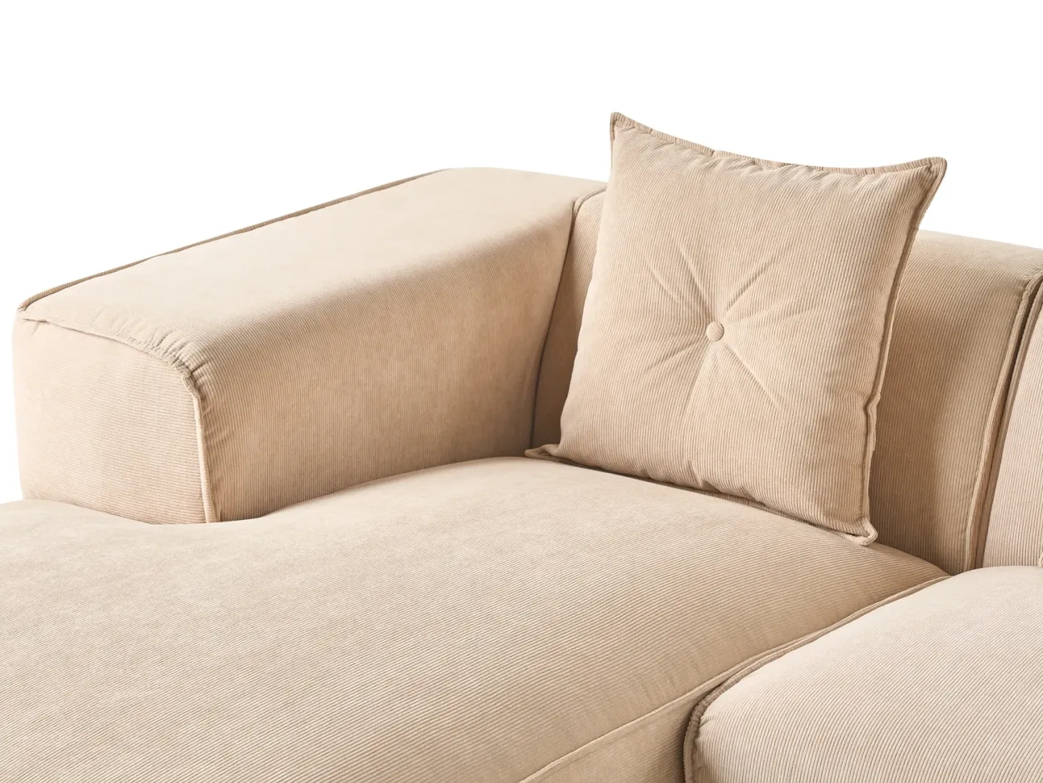 Hjørnesofa 3 personers DOLVA Fløjl Beige Højrevendt