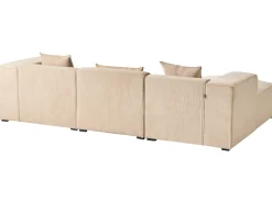 Hjørnesofa 3 personers DOLVA Fløjl Beige Højrevendt